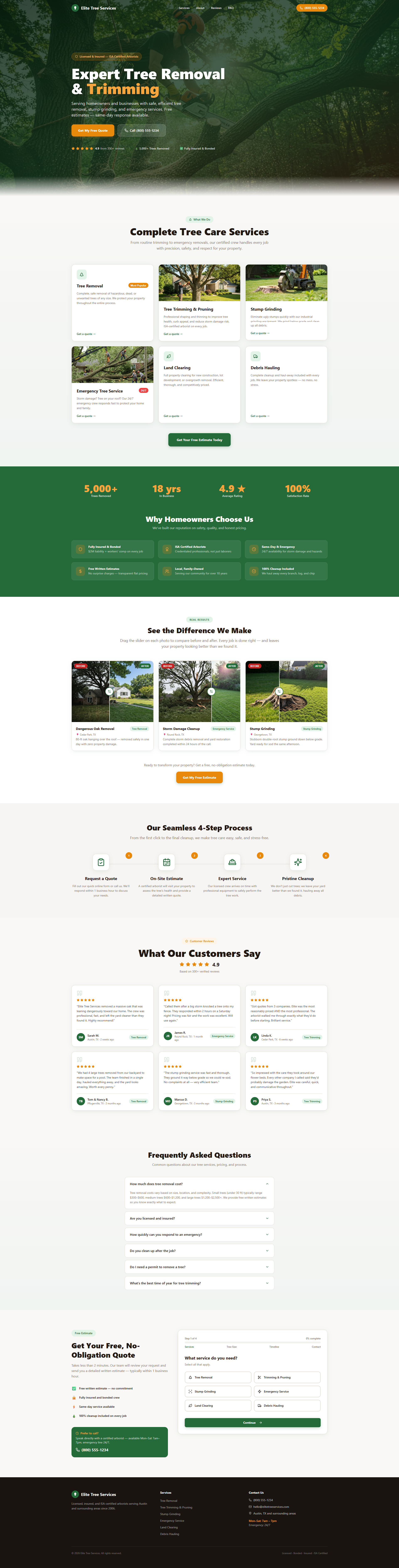 Tree Service Landing Page Full View